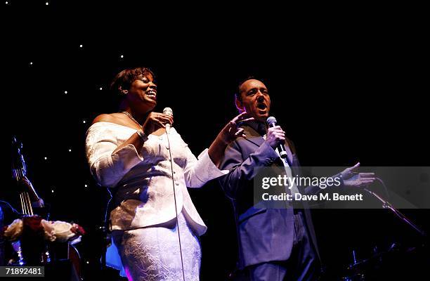 Dianne Reeves and Kevin Spacey perform at the Tiffany & Co after party and dinner to celebrate the revamp of Mayfair flagship store, at The...