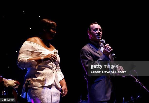 Dianne Reeves and Kevin Spacey perform at the Tiffany & Co after party and dinner to celebrate the revamp of Mayfair flagship store, at The...