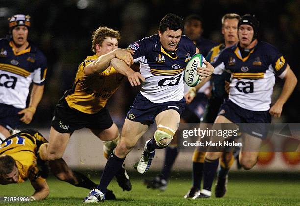 Adam Ashley-Cooper of the Brumbies makes a line break during the APC rugby match between the Brumbies and the Western Force at Viking Park, September...