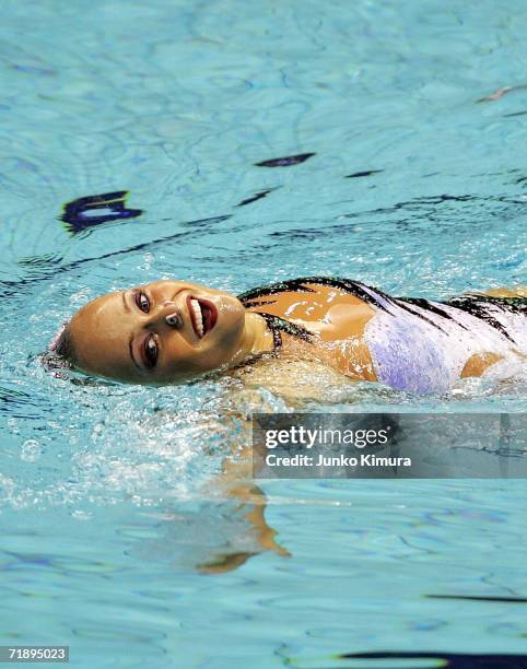 Christina Jones of USA performs during the Solo Free Routine at FINA Synchronised Swimming World Cup on September 15, 2006 in Yokohama, Japan.