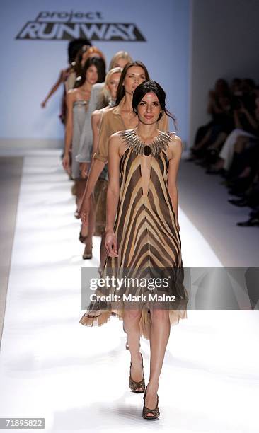 Models walk the runway at the Project Runway Spring 2007 - Uli Herzner fashion show during Olympus Fashion Week in the Promenade in Bryant Park...