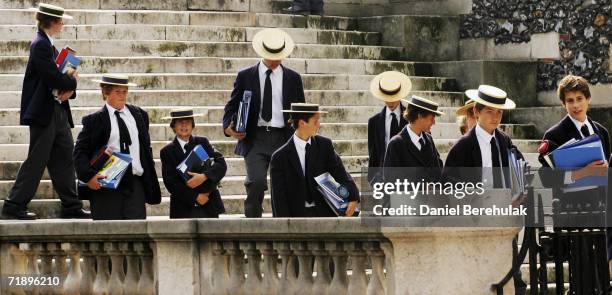 Students from Harrow school move between classes on September 15, 2006 in London, England. Police were called last night, to an address in...