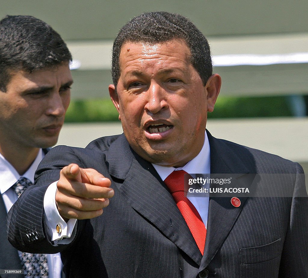 Venezuelan President Hugo Chavez gesture