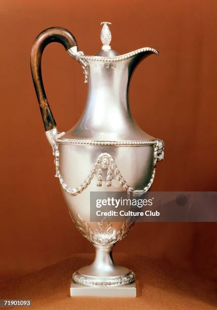 Chocolate-pot, with repousse design and chasing, Adam style, 1773-4
