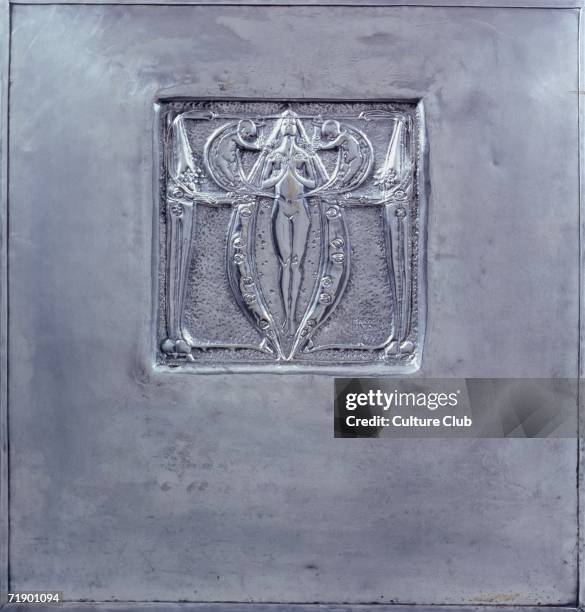 Decorative panel of beaten metal, 1898-99