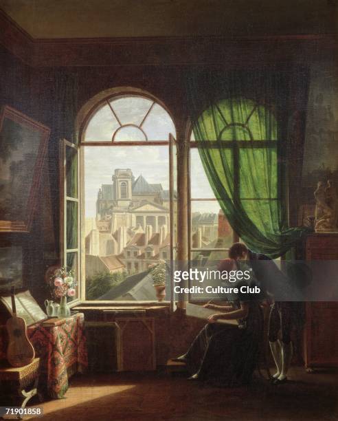 View of Saint-Eustache Church from a House on Rue Platriere or, The Artist's Interior, c.1810
