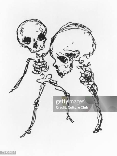 Skeletons, illustration from 'Complainte de l'Oubli et des Morts'