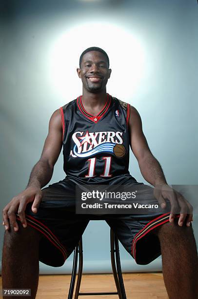 Bobby Jones of the Philadelphia 76ers poses for a portrait during the 2006 NBA Rookie Photo Shoot on Aust 14, 2006 at the MSG Training Facility in...