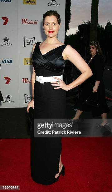 Model, media personality Kate Fischer attends Channel Seven's TV Turns 50, The Event That Stopped a Nation, at Star City on September 17, 2006 in...