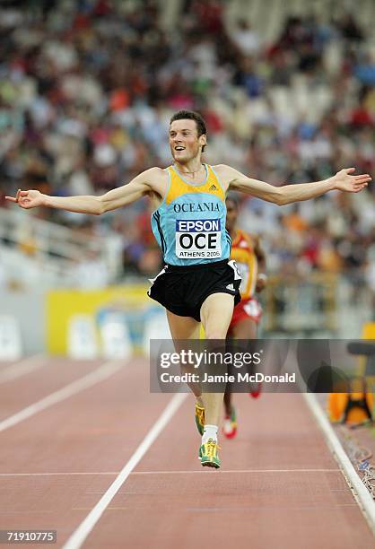 Craig Mottram of Australia celebrates winning the 3000m event during the 10th IAAF World Cup in Athletics on September 17, 2006 at the Olympic...