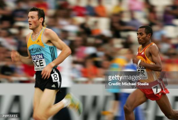 Craig Mottram of Australia leads Kenenisa Bekele of Ethiopia during the 3000m event during the 10th IAAF World Cup in Athletics on September 17, 2006...
