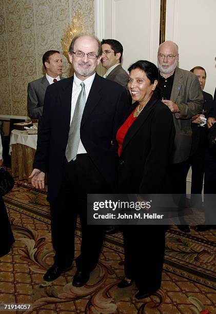 Salman Rushdie, Honoree, and Kiran Sayyed attend The American Jewish Congress's "Profiles In Courage" Voices Of Muslim Reformers In The Modern World...