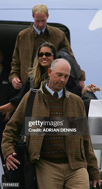 Melissa Lehman, arrives with her husband Tom Lehman as the American team arrives at Dublin airport in Ireland, 18 September 2006. The Ryder Cup...