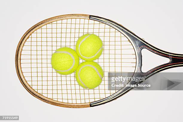 tennis racket and tennis balls - tennis ball white background stock pictures, royalty-free photos & images