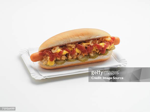 hotdog - paper plate 個照片及圖片檔