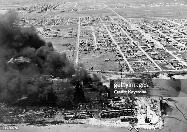 The smoking remains of the Monsanto chemical plant in the aftermath of the Texas City Disaster, in which nearly 600 people were killed by an...