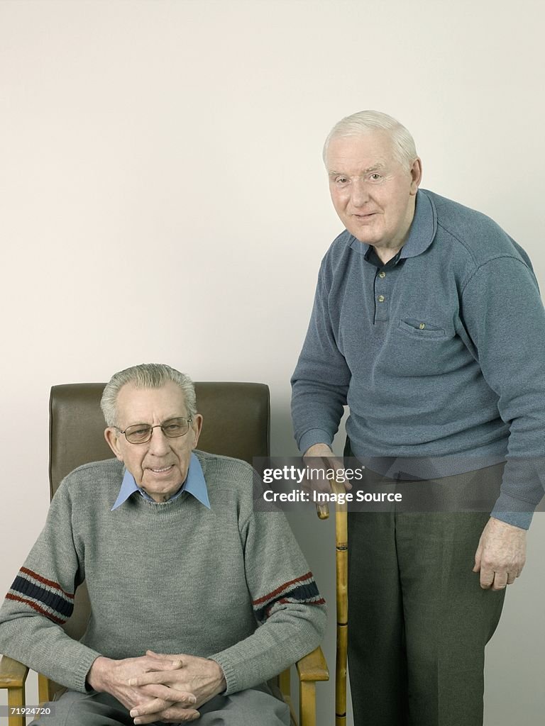 Two senior adult men