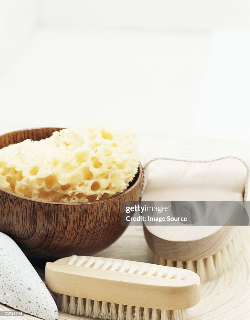 Sponge Brushes And Pumice Stone High-Res Stock Photo - Getty Images