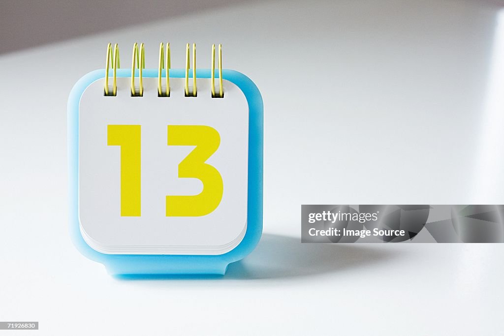 Number thirteen on a calendar