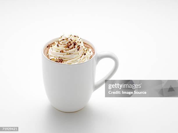 hot chocolate - beverage with cream stockfoto's en -beelden