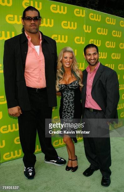 Personalities Dalip "The Great Khali " Singh, Ashley Massaro and Shawn Daivari arrive at the CW Launch Party at the Warner Bros. Studio on September...