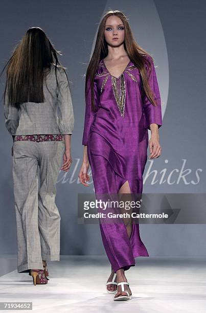 Model Lily Cole walks down the catwalk during the Allegra Hicks Fashion show as part of London Fashion Week Spring/Summer 2007 at The Royal...