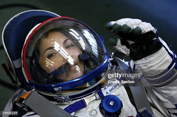 Space tourist Anousheh Ansari takes part in a training session at a Gagarin Cosmonaut Training Centre in Star City outside Moscow, Russia. Ansari...