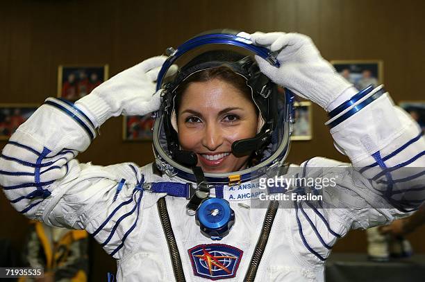 Space tourist Anousheh Ansari takes part in a training session at a Gagarin Cosmonaut Training Centre in Star City outside Moscow, Russia. Ansari...