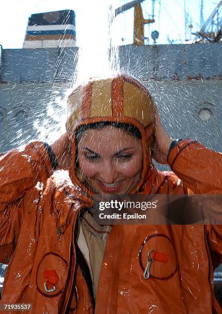 Space tourist Anousheh Ansari takes part in a training session at a Gagarin Cosmonaut Training Centre in Star City outside Moscow, Russia. Ansari...