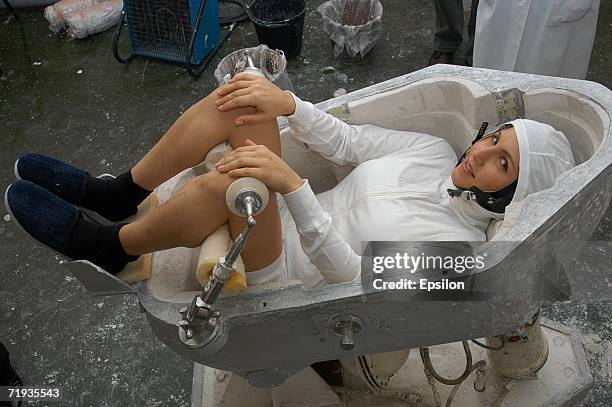 Space tourist Anousheh Ansari takes part in a training session at a Gagarin Cosmonaut Training Centre in Star City outside Moscow, Russia. Ansari...