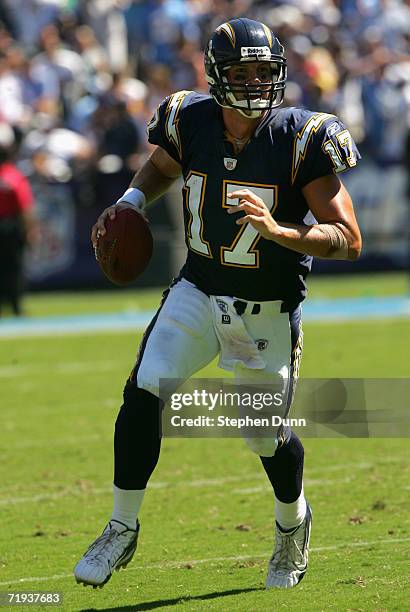 Quarterback Philip Rivers of the San Diego Chargers looks to pass during the NFL game against the Tennessee Titans held on September 17, 2006 at...