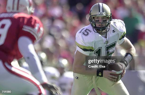 Drew Brees of Purdue drops back to pass against Wisconsin during the second quarter at Camp Randall Stadium in Madison, Wisconsin. DIGITAL IMAGE....