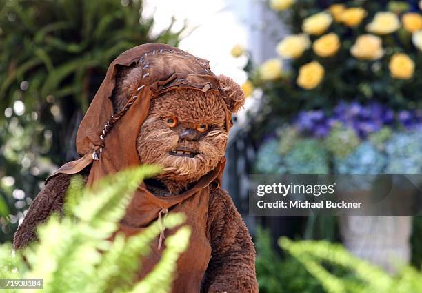 Filmmaker George Lucas' "Star Wars" character Wicket the Ewok attends the unveiling of the Grand Marshal for the 2007 Tournament of Roses Parade at...