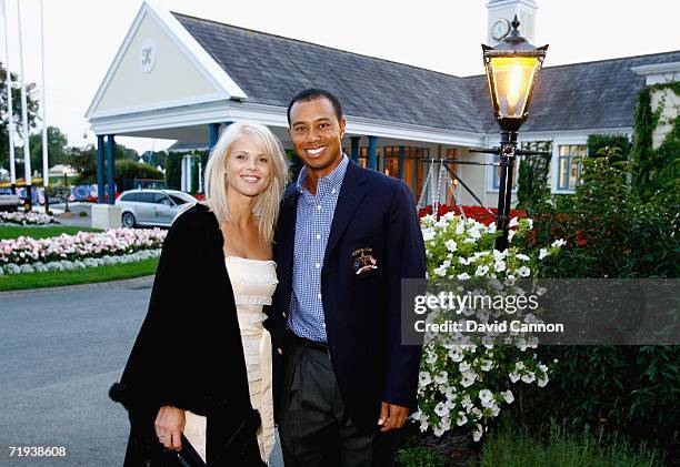 Tiger Woods of USA poses with his wife Elin Nordegren at The Welcome Dinner after the first official practice day of the 2006 Ryder Cup at The K Club...