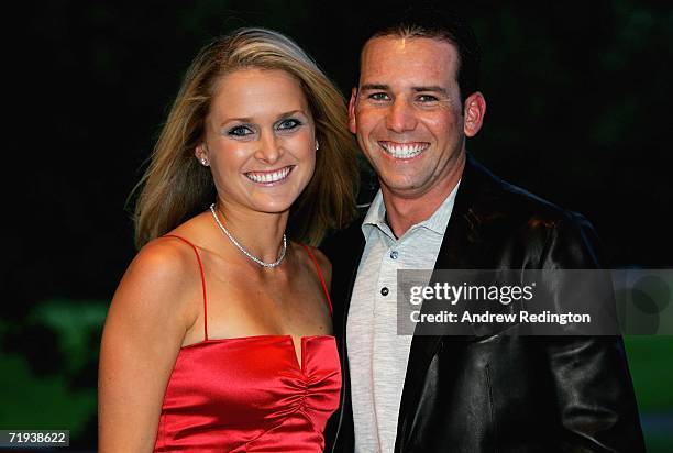 Sergio Garcia of Spain poses with his girlfriend Morgan-Leigh Norman at The Welcome Dinner after the first official practice day of the 2006 Ryder...