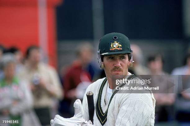 Australian cricketer Allan Border batting during the 1st test match against England at Nottingham, June 1981.