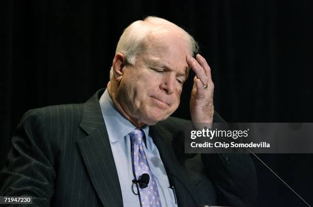 Senator John McCain addresses The Northern Virginia Technology Council's Titans breakfast at the Capitol Hilton September 20, 2006 in Washington, DC....