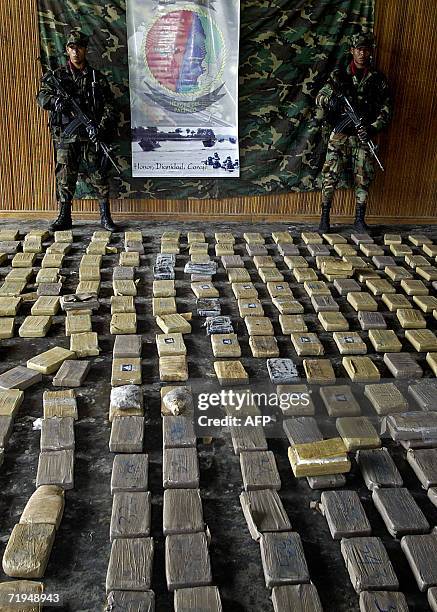 Colombian Navy soldiers custodie 2,3 tons of cocaine 17 May in the Pizarro Municipality, department of Choco, Colombia. During this year colombian...