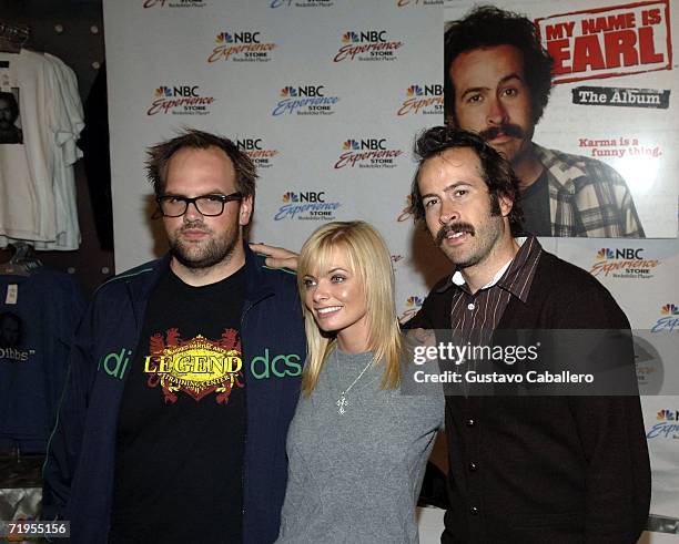 Ethan Suplee,Jaime Pressly and Jason Lee pose at the NBC Experience store where NBC Universal hosted a DVD signing with the cast on September 20,...