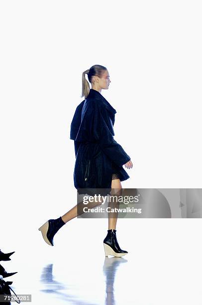 Model walks the runway at the Calvin Klein Spring 2007 Fashion show during Olympus Fashion Week September 14, 2006 in New York City.