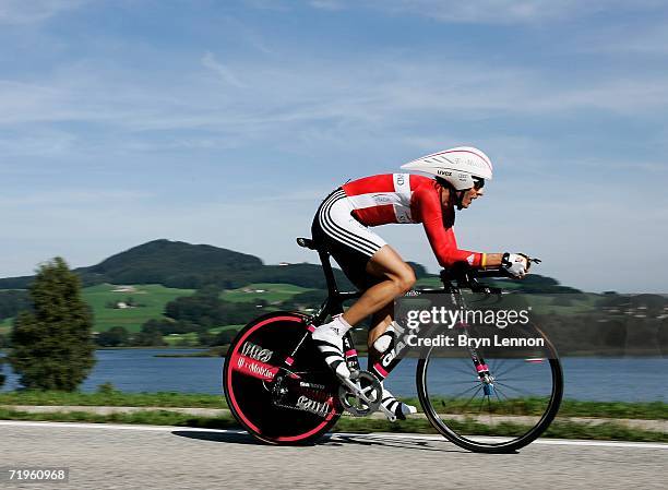 Andreas Kloden of Germany in action in the Elite Men's Time Trial during the 2006 UCI Road World Championships on September 21, 2006 in Salzburg,...