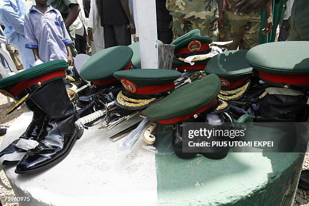 Military paraphernalias belonging to dead army generals are on display at the military national cementry in Abuja, 21 September 2006, during the...