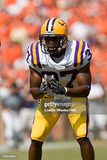 Defensive back Daniel Francis of the LSU Tigers during a game against the Auburn Tigers on September 16, 2006 at Jordan-Hare Stadium in Auburn,...