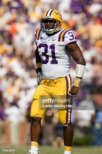 Safety Jessie Daniels of the LSU Tigers during a game against the Auburn Tigers on September 16, 2006 at Jordan-Hare Stadium in Auburn, Alabama. The...