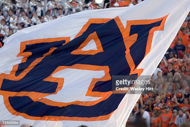 Flag of the Auburn Tigers during a game against the LSU Tigers on September 16, 2006 at Jordan-Hare Stadium in Auburn, Alabama. The Auburn Tigers...