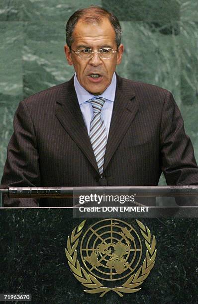 The Foreign Minister of Russia Sergey Lavrov addresses the General Assembly during the 61st General Debate 21 September, 2006 at the United Nations...