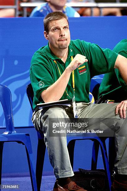 Dallas Mavericks General Manager Donnie Nelson watches the United States National Team against the French National team during the 2000 Summer...