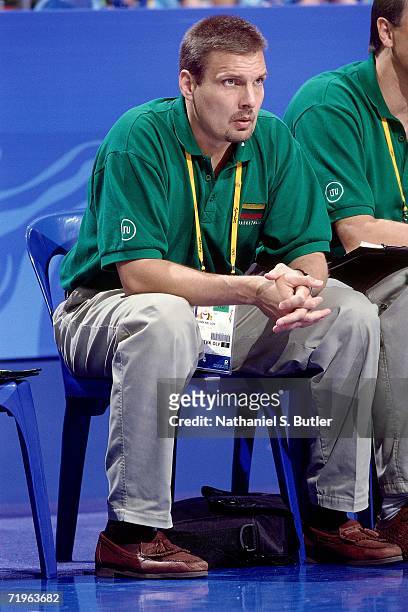 Dallas Mavericks General Manager Donnie Nelson watches the United States National Team against the French National team during the 2000 Summer...