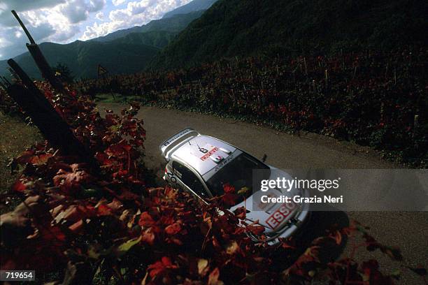 Francois Delecour in the Peugeot 206 in action during the San Remo Rally, Round 12 of the World Rally Championship. Mandatory Credit: Grazia...