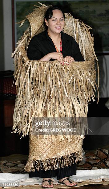 Princess Latufuipeka receives members of the Tongan Ulukalala clan, from the Vava'u islands, who were presenting a specially prepared lunch for the...